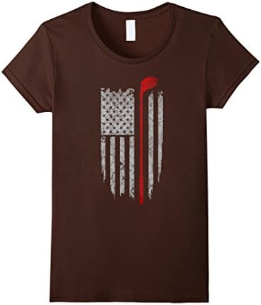 Women's Golf American Flag T-shirt Medium Brown