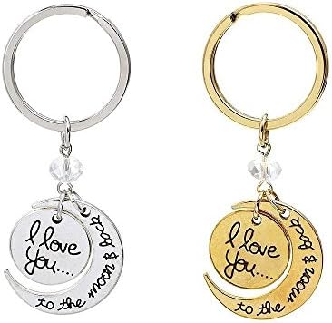 I Love YOU to The Moon and Back Moon Pendant Couple Keychain Love Keychain Key Ring