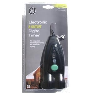 GE Indoor or Outdoor Electronic 2-Oulet Digital Timer: With Light-Sensing Photocell by General Electric