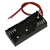 Gino Black Plastic Battery Case Holder Wire 2 x 1.5V AAA