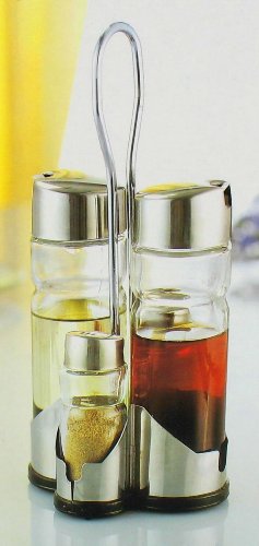 Kitchen Cruet Set Glass Chrome 4 Pieces