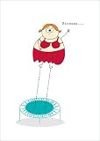 Lot de 5 Cartes de voeux: Carte de parole/ Humeur avec une dame grosse faisant du sport: Fitness