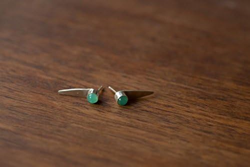 Glowing Chrysoprase Dagger Earring Studs
