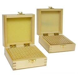 2 Wood Box Bur Drill Rotary Tool Organizer 144 Hole