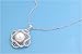 Sterling Silver Necklace - Stylized Floral with Bead and Clear CZ and 16in-18in Chain - 19mm Pendant Height