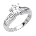14K White Gold Round Solitare CZ Cubic Zirconia High Polish Finish Ladies Wedding Engagement Ring Ba