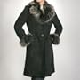 BGSD Women's Merino Shearling Long Coat with Toscana Fur Trim - Misses Black M