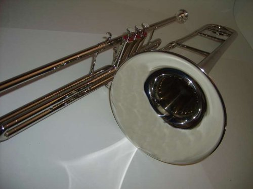 Rossetti Piston Valve Trombone, Key of Bb, Nickel, CASE