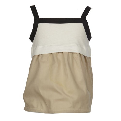 Caramel Baby & Child Cream and Beige Cotton Vest Top with Black Straps - Cream - 6 Years