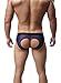 Barsty Men's Sexy Buttocks Thong Hollow-Out Thong Elastic Smooth Bikini Topt XL BlueXL/US L