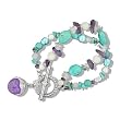 Sterling Silver, Turquoise and Multi-Gemstone Goddess Charm Bracelet by Sajen, 8"