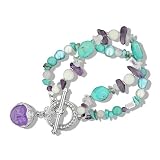 Sterling Silver, Turquoise and Multi-Gemstone Goddess Charm Bracelet by Sajen, 8"