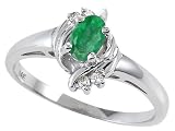 0.32 cts Genuine Emerald and Diamond Ring - 14kt White or Yellow Gold