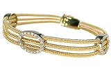 18K Yellow Gold Multi-Strand, Hand-Woven Mesh Bracelet, Designed With Three Oval Shaped White-Gold Stations, Enhanced With Pave Set Diamonds. ( GH-Color, SI-Clarity; c.t.tw.0.75 CT ).