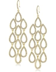 ABS By Allen Schwartz "Pave Beach" Gold-Tone Pave Chandelier Earrings