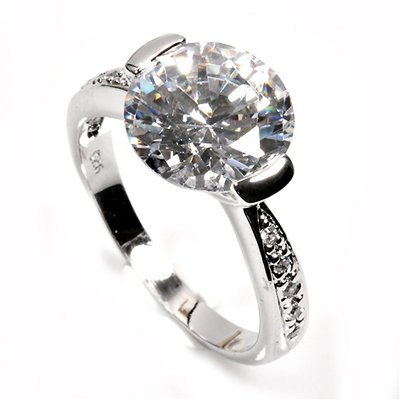 Truly Wonderful and Easy on the Budget Sterling Silver Engagement Ring, 3.50 Carat Total Weight, Designed with Top Quality Diamond Colored Cubic Zirconia, Featuring a Round Cut Center Stone and Round Cut Side Stones, Free Shipping, Sale Price Offer, Comes with Free Special Gift Pouch and Box