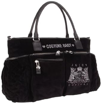 Juicy Couture Velour and Quilted Satin Baby Diaper Bag - Black