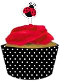 Creative Converting Ladybug Fancy Cupcake Topper Decorations with Matching Baking Cup Wrappers, 12 Count