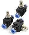 uxcell&reg; Pneumatic Quick Fitting 6mm to 6mm Push In Speed Controller Valve 3pcs