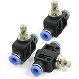 uxcell&reg; Pneumatic Quick Fitting 6mm to 6mm Push In Speed Controller Valve 3pcs