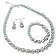 Light Grey Faux Pearl Necklace Bracelet and Earrings Jewelry Set