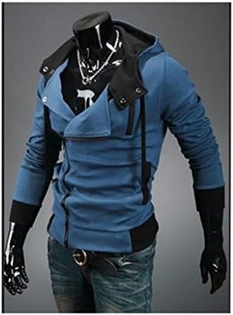 Cottory Men's Oblique Zipper Hoodie Cosplay Costume Top Coat Jacket