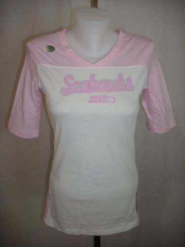 Seattle Seahawks Women's PINK V-Neck T-Shirt SMALL NEW!!!