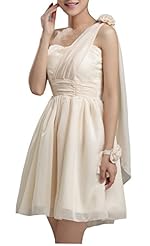 Knee Length Chiffon One Shoulder Bandage Dress/Evening Dress/Bridesmaid Dress/Prom Dress/Wedding Dress 