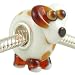 Puppy Dog 3-D Lampwork Glass Bead on Sterling Silver Solid Core fits European Charm Bracelet