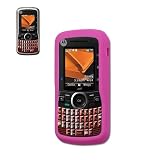 New Fashionable Perfect Fit Soft Silicon Gel Protector Skin Cover (Faceplate/Snap On) Rubber Cell Phone Case with Screen Protector for Motorola Clutch i465 Boost Mobile, Sprint - HOT PINK