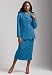 Roamans Plus Size Classic And Current: Long-Sleeve Skirt Suit With Car Wash Hem (VIBRANT BLUE,20 W)