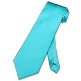 100% Silk Solid Turquoise / Cyan / Aqua Blue Neck Tie. Mens NeckTie.