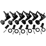 Musiclily 6-in-line Sealed Electric Guitar String Tuning Pegs Keys Machine Head Tuners Set Right Hand for Fender Stratocaster Tele Guitar, Black