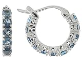 3.30CTW LONDON BLUE TOPAZ STERLING SILVER HOOP EARRINGS