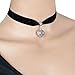 Hilinker Retro Goth Gothic Elegant Velvet Band Heart Charm Choker Collar Necklace for Women