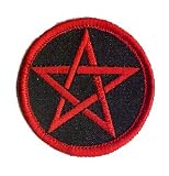 2 Black & Red Circle Star Anarchy Pentagram Patch