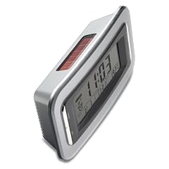 Solarwecker, 8 Alarmt�ne, Batterie inklusive, CE, Datum, Solarbetrieben, Thermometer, Uhr, Wecker mit Schlummerfunktion, Wochentag wird angezeigt, silber, Kunststoff, REFLECTS Verpackung