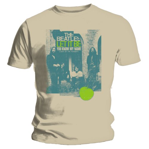 Mens T-Shirt The Beatles Let It Be Singles Light Brown 3917Tscpl Large