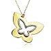 Yellow Gold Plated Sterling Silver and Diamond-Accent Cut-Out Butterfly Pendant, 18"