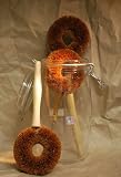 Long Handle 9 Organic Coir Circle Fiber Wood Jar Glass Cleaning Brush (Pack of 3)