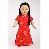 Asian Beauty - Asian Red and Gold Traditional Dress with Red Slippers; fits 18 inch American Girl dolls.