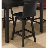 Jofran Basic Black Bain Swivel Faux Leather Counter Height Stool In Black