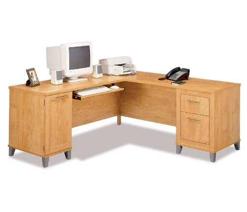 Bush Furniture Somerset 71 L-Shape Wood Computer Desk in Maple Cross