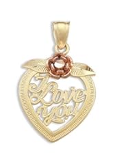 Heart I Love You Pendant 14k Yellow Rose Gold Charm