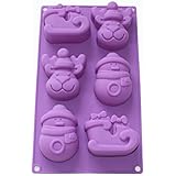 X-Haibei Christmas Holiday Snowman Reindeer Sleigh Soap Cake Chocolate Silicone Mold Pan