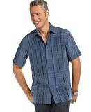 Van Heusen Men's Short Sleeve Liquid Polyester Shirt,Black,Large