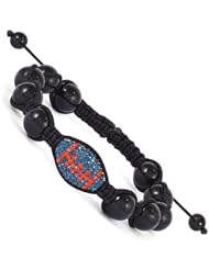 Swarovski Elements Auburn Spirit Football & Onyx Macrame Bracelet