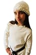 Handmade Alpaca Natural Fiber Hat - Pretty Ivory (Girls Large/crocheted Border)