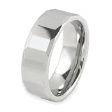 Faceted Polished Tungsten Carbide Ring (8.0 mm) - Sizes 8-13