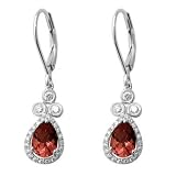 10k White Gold Garnet and Diamond Lever Back Earrings (1 5 cttw, H-I Color, I1-I2 Clarity)